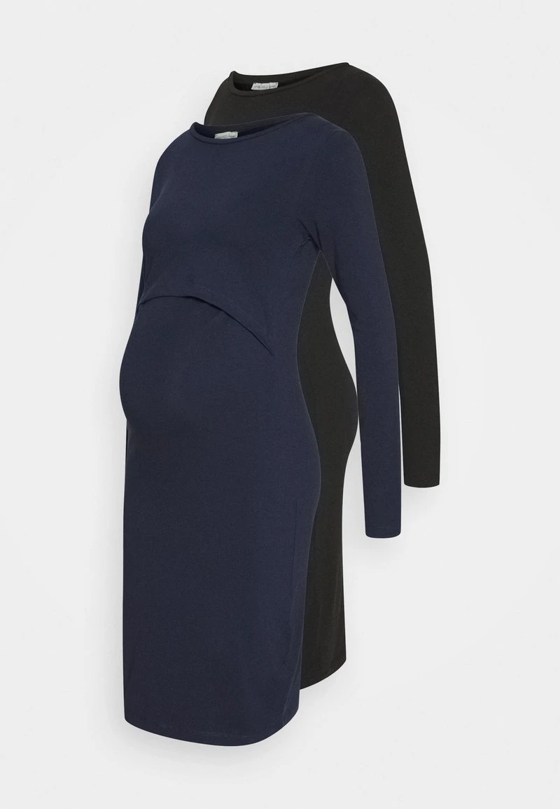 2 PACK NURSING DRESS - Jerseykleid - Dark Blue/black