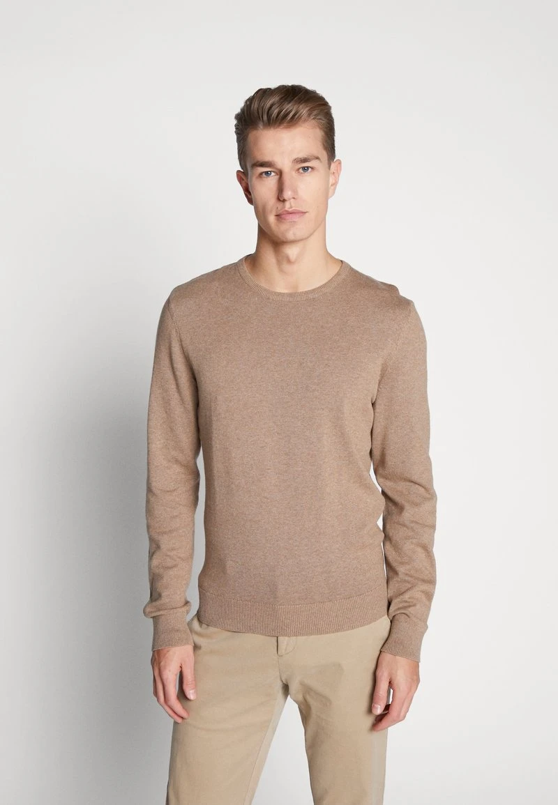 Pier One BASIC CREWNECK - Strickpullover - Mottled Beige
